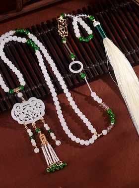 明制古装璎珞长背云项圈古风汉服马面裙配饰流苏挂件长命锁吊坠