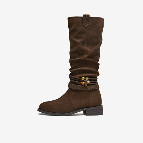 TATA他她长靴女2025冬季新款西部靴百搭时装靴户外堆堆靴CKU01DG5 - 图2