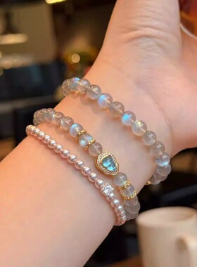 长期主义天然月光石手链琉璃葫芦手串送女友闺蜜简约叠戴手饰礼