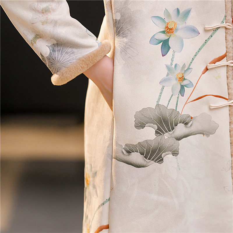 长款秋冬加绒长袖套装2021年旗袍 红舍旗袍