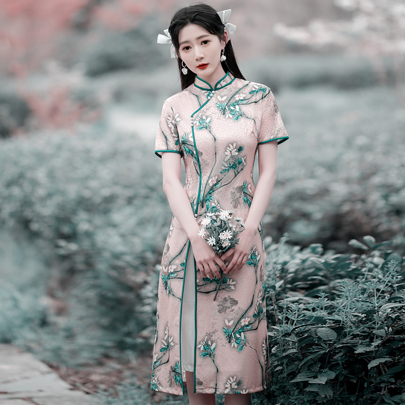 改良奥黛旗袍2022年新款女连衣裙 红舍旗袍