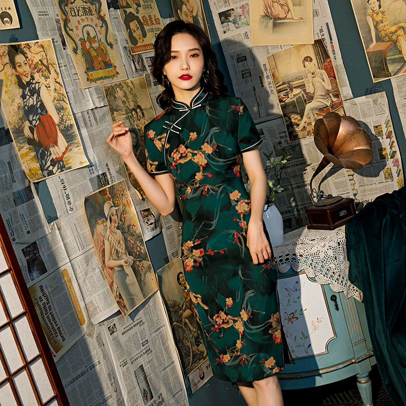 老上海旗袍年轻款少女2022年连衣裙 红舍旗袍