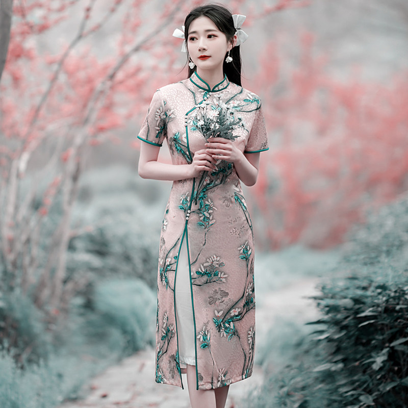 改良奥黛旗袍2022年新款女连衣裙 红舍旗袍