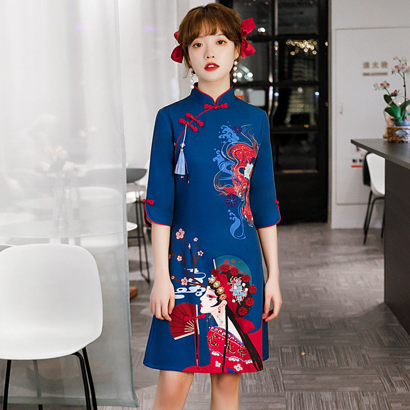 蚀骨旗袍2021年夏季新款复古连衣裙 红舍旗袍