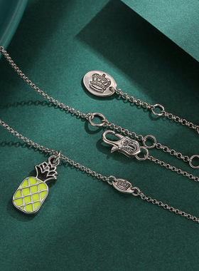 菠萝项链水果短款锁骨链珐琅彩女