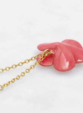 项链粉色梅花花朵绿色宝石锁骨链