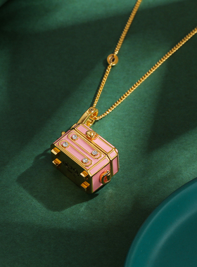 粉色可开合爱心锁首饰盒吊坠项链