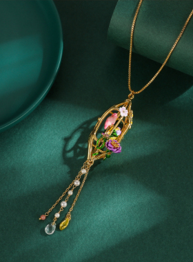 珍珠流苏金丝雀项链鹦鹉可打开女