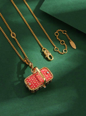 皇冠披萨可打开手提篮子吊坠项链