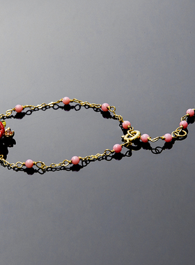 水晶珐琅彩手链红色花朵芍药手饰