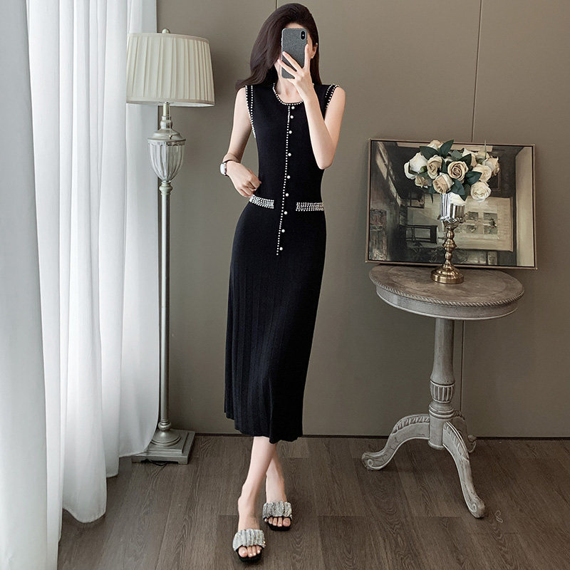 女装夏季温柔小香风圆领冰丝针织连衣裙修身气质包臀中长款T恤裙,淘宝优惠券,粉丝福利购,淘宝优惠卷