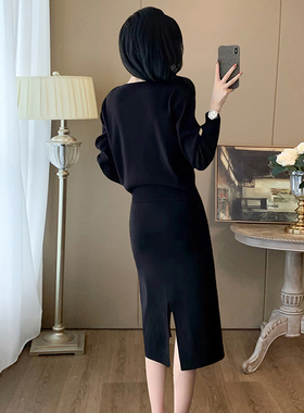 高级感简约气质针织套装裙子女