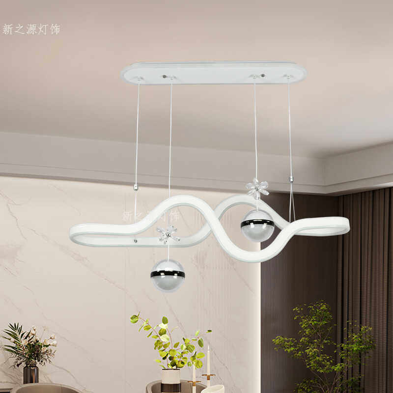 餐厅吊灯异形灯具现代简约吧台饭厅餐桌灯北欧创意家用长条鱼线灯,淘宝优惠券,粉丝福利购,淘宝优惠卷