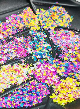 NEON Matte 12 Colors Solvent Resistant Chunky Glitter Mix He