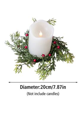 Pine Needle Candlestick Wreath for Christmas Table Decoratio