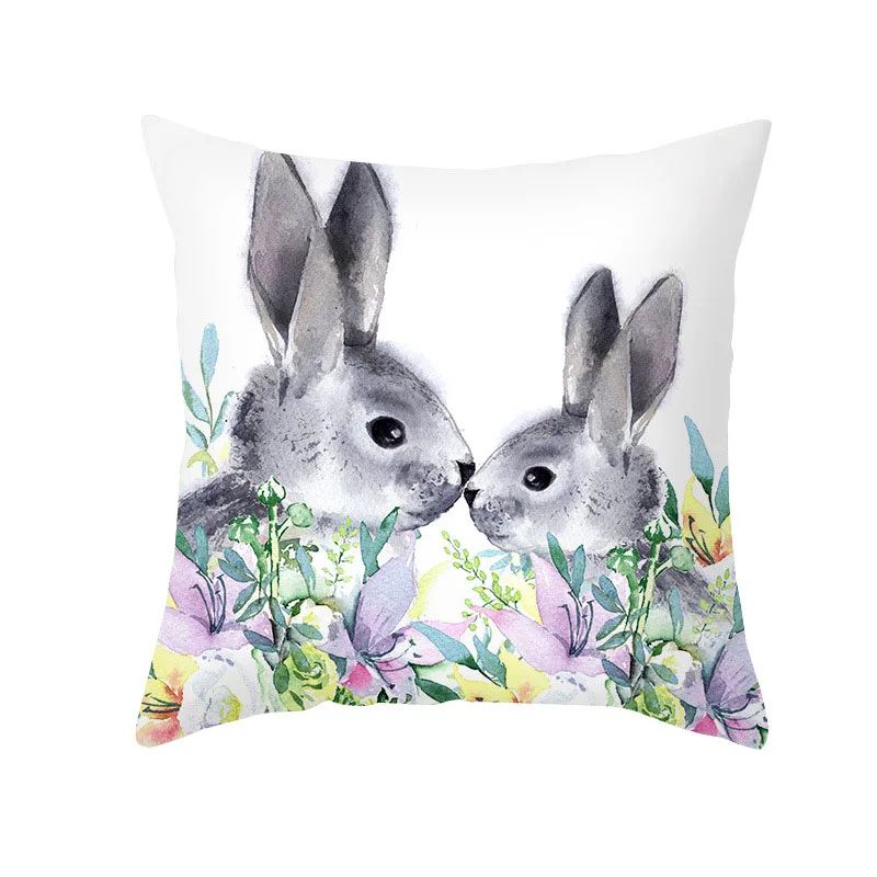 Easter Decorations For Home  Cotton Pillow Cases Rabbit Happ - 图1