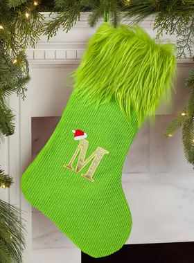 Christmas Decorations Christmas Socks Knitted Green Plush Ch