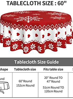 Christmas Table Cloth Red Round Christmas Tablecloth 150  cm