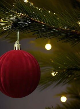 Flocking Christmas Ball 8cm Christmas Tree Pendant 12 Orname