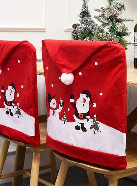 Christmas Chair Back Cover Home Table Dinner Velvet Red Sant