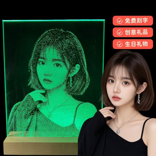 锤子玻璃画定制照片摆件灯光画生日礼物女送女友老婆纪念意义礼品 - 图1