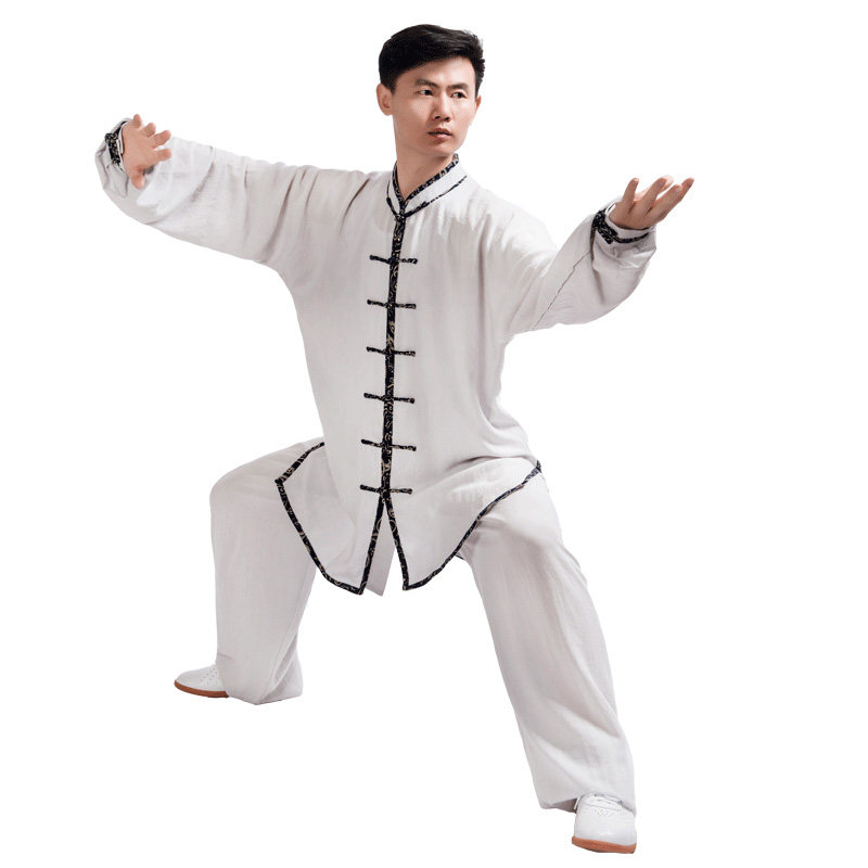 易武堂太极服女棉麻锦太极拳服装春夏秋季男中老年练功服定制长款_虎窝淘