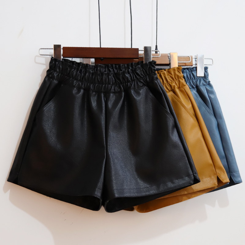皮短裤2020年秋季新品高腰显瘦皮裤 夏奈莉休闲裤