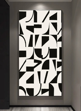 玄关走廊过道高端装饰画晶瓷画客厅壁画轻奢现代简约抽象黑白挂画