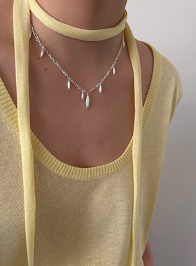 灵动麦芽吊坠项链水滴流苏锁骨链