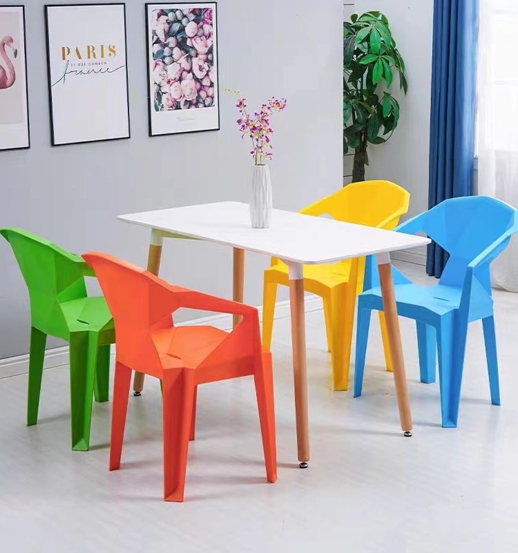 现代简约塑料靠背扶手加厚大排档休闲餐椅沙滩椅舒适家用餐桌椅子