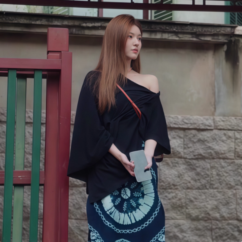 许我耀眼赵露思同款民族风新中式印花裙子黑色斜领罩衫新款两件套,淘宝优惠券,粉丝福利购,淘宝优惠卷