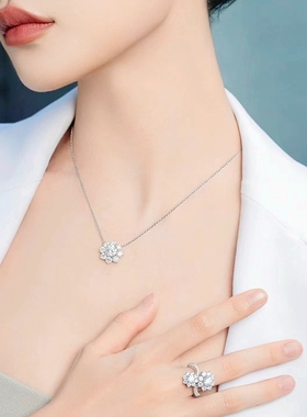 925银女太阳花项链锁骨链高碳钻