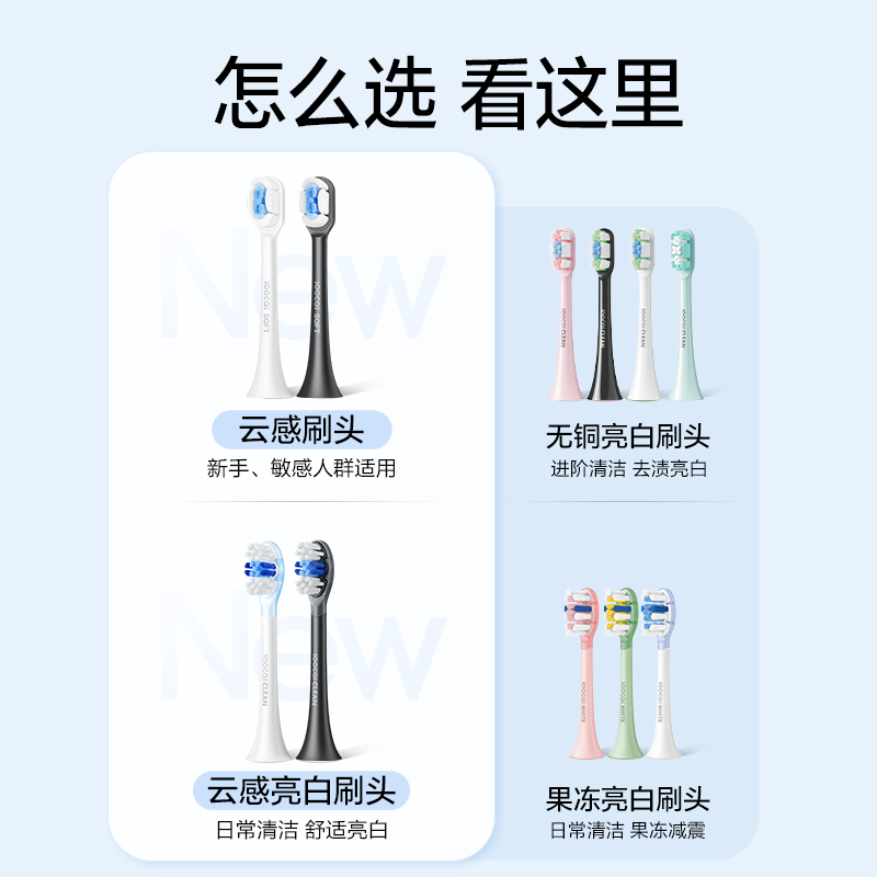【囤货装】素士电动牙刷头通用升级软毛8支官方原装替换囤货装