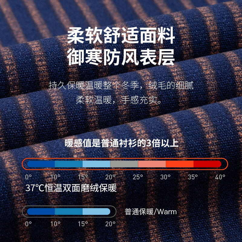 长袖中年加绒加厚男士休闲装衬衣 悍库衬衫