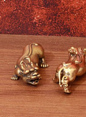 纯黄铜貔貅摆件大号复古铜器办公室书桌国风茶宠地摊铜工艺品