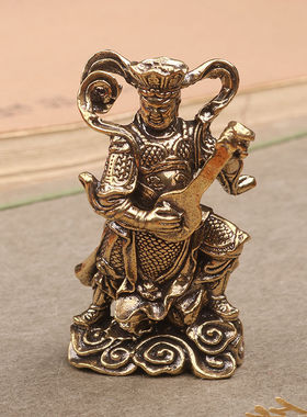 复古实心四大天王文玩随身手把件盘玩黄铜工艺礼品茶宠桌面小摆件