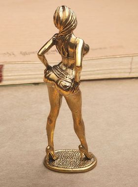 创意纯黄铜美女女孩小摆件肤白貌美大长腿火辣身材模特性感小礼物