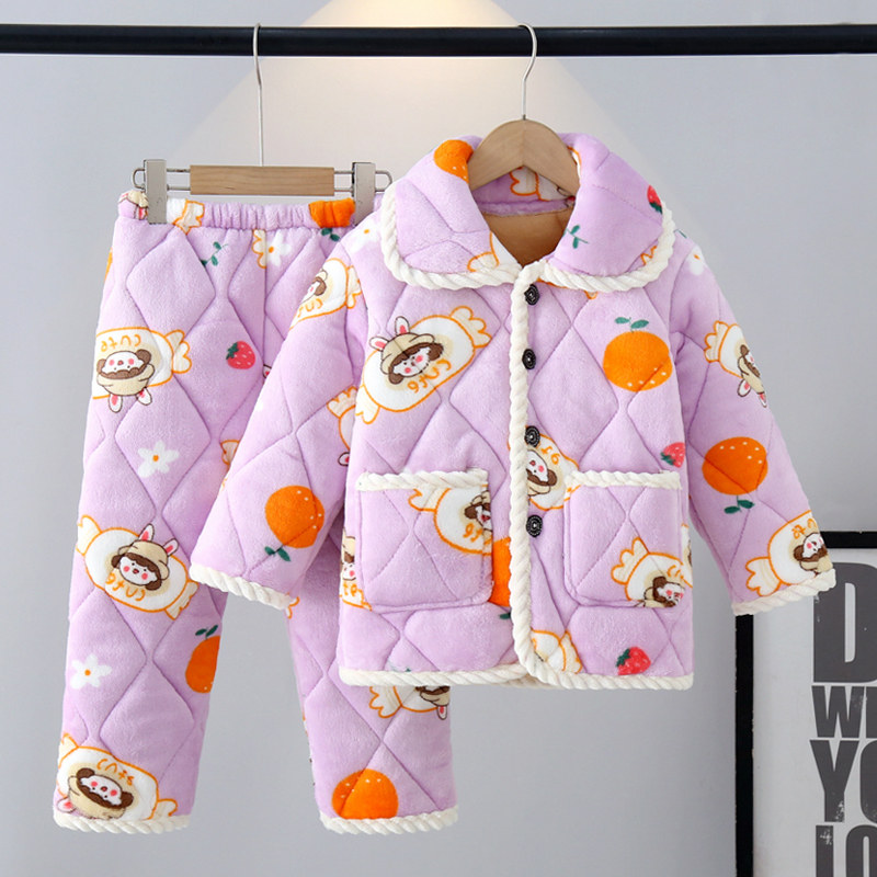 儿童睡衣冬季加厚加绒男童女童法兰绒女孩宝宝珊瑚绒保暖夹棉套装,淘宝优惠券,粉丝福利购,淘宝优惠卷