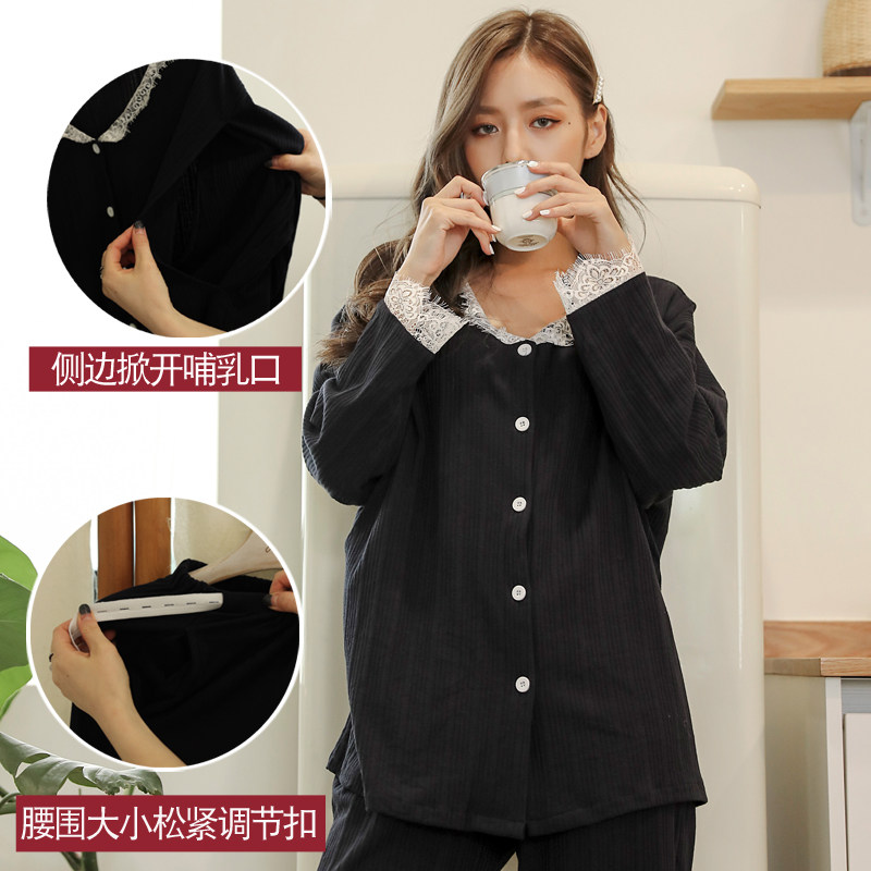 坐月子服春秋纯棉吸汗10月份9睡衣 欧美妃家居服套装