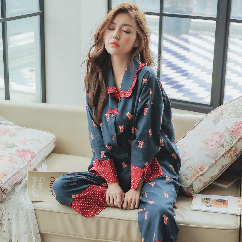 月子服春秋纯棉透气产后喂奶睡衣 欧美妃家居服套装