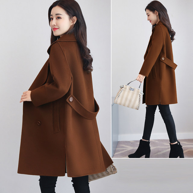 New style small fat girl plus size cotton cashmere coat