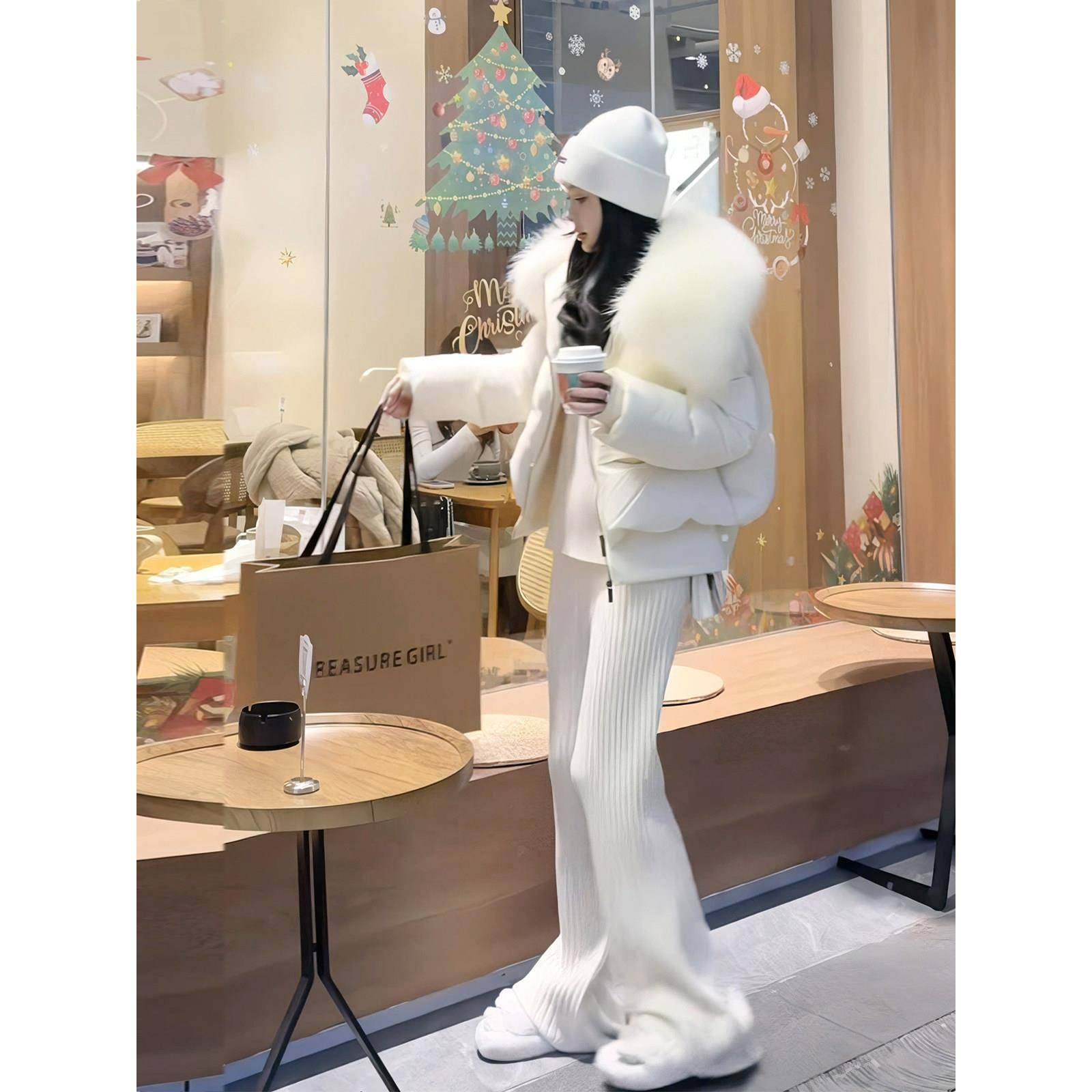 时尚高级感大毛领外套女2025年冬季新款洋气显瘦百搭短款羽绒棉服,淘宝优惠券,粉丝福利购,淘宝优惠卷