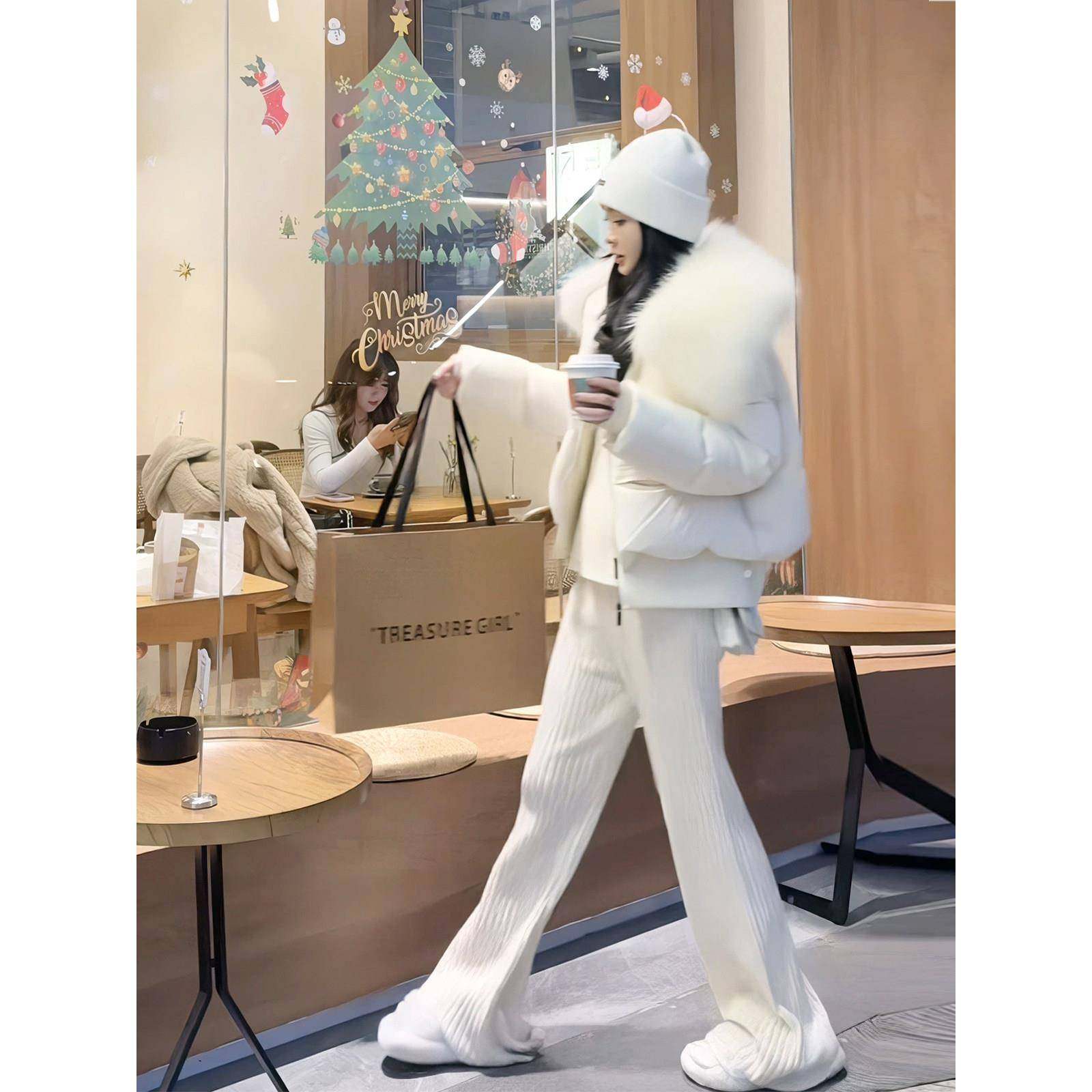 时尚高级感大毛领外套女2025年冬季新款洋气显瘦百搭短款羽绒棉服,淘宝优惠券,粉丝福利购,淘宝优惠卷