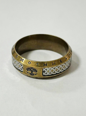 新款生命之树戒指男潮个性古金色凯尔特结指环复古维京如尼字母戒