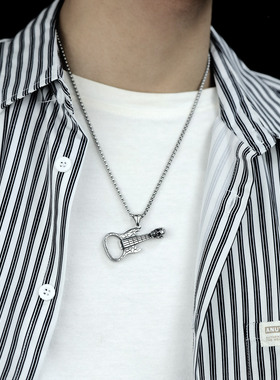 狂饰风钛钢吉他项链男