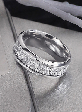 狂饰风情侣钛钢日韩雾凇纹戒指男