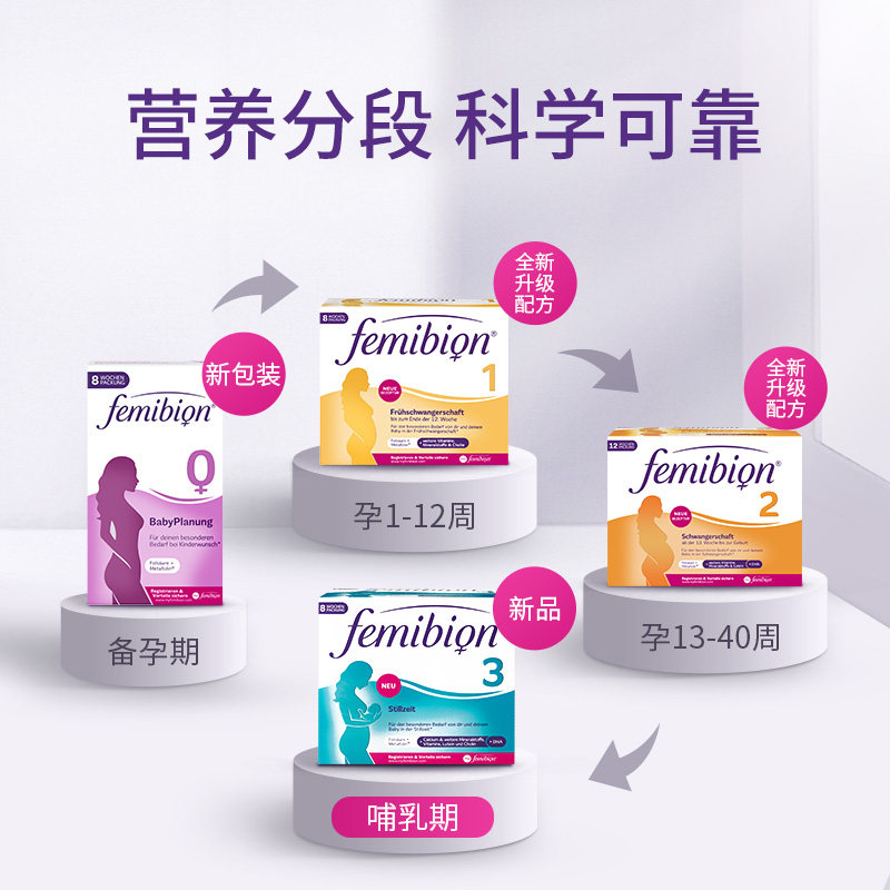 新明星同款德国femibion/伊维安3 femibion海外孕产妇DHA