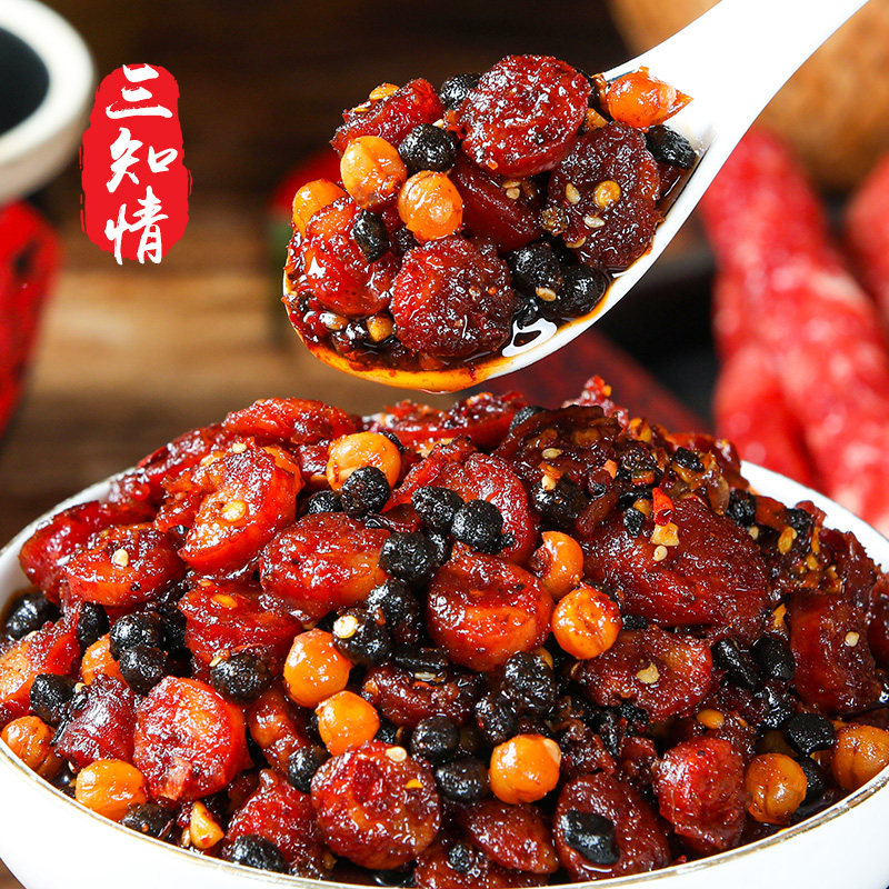 三知情香肠拌饭酱广式腊肠下饭菜辣椒豆豉酱即食拌饭拌面酱216g,淘宝优惠券,粉丝福利购,淘宝优惠卷