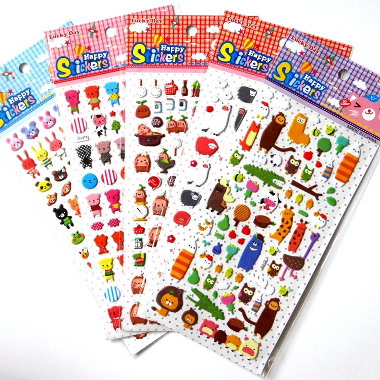 sticker贴纸泡泡贴儿童卡通动漫贴画立体奖励小粘贴小动物贴贴纸_虎窝淘