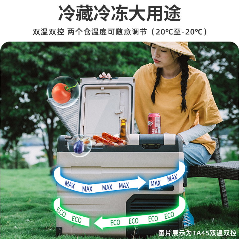 冰虎双开门车载冰箱车家两用压缩机制冷12V24V大货车冷冻冷藏分区 - 图1